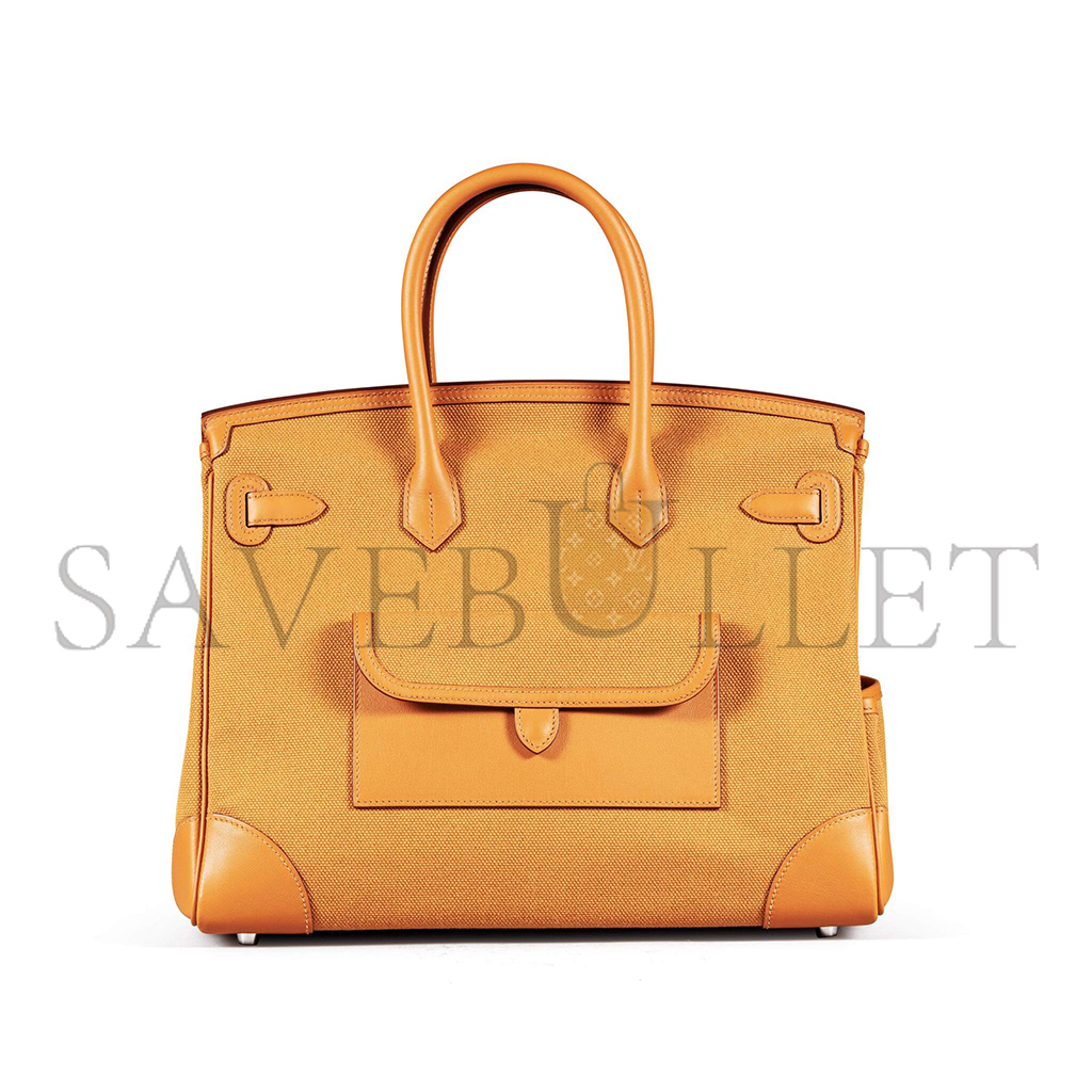 HERMES MASTER BIRKIN 35 CANVAS AND SWIFT LEATHER SESAME SILVER BUCKLE H079238CKVA (35*25*18cm)